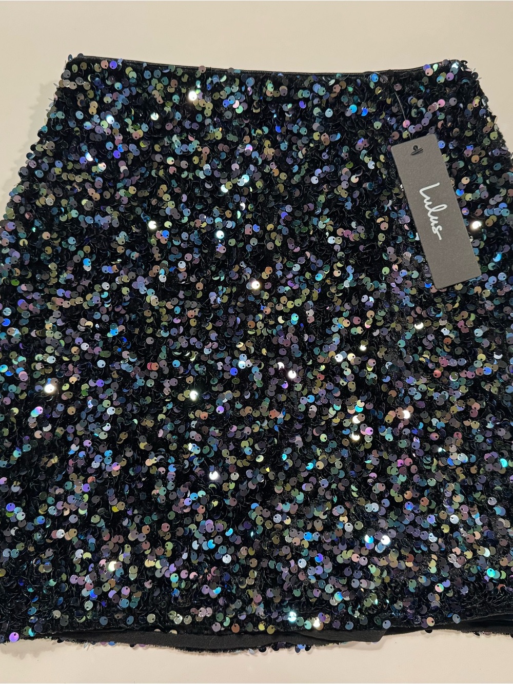 Lulu's Black Iridescent Sequin Mini Skirt